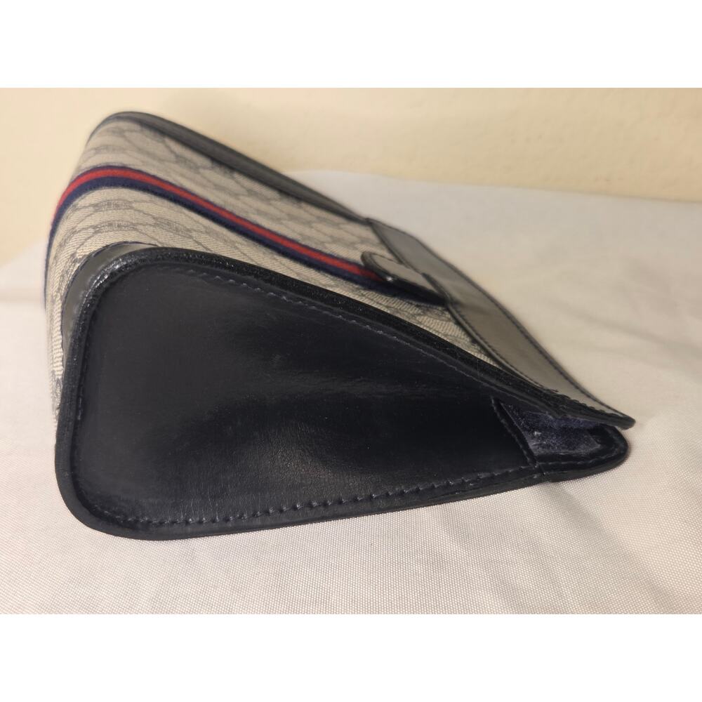 Gucci GG Supreme Web Clutch Pouch Bag Blue Navy Made in Italy Web Stripe Vintage - Picture 4 of 12